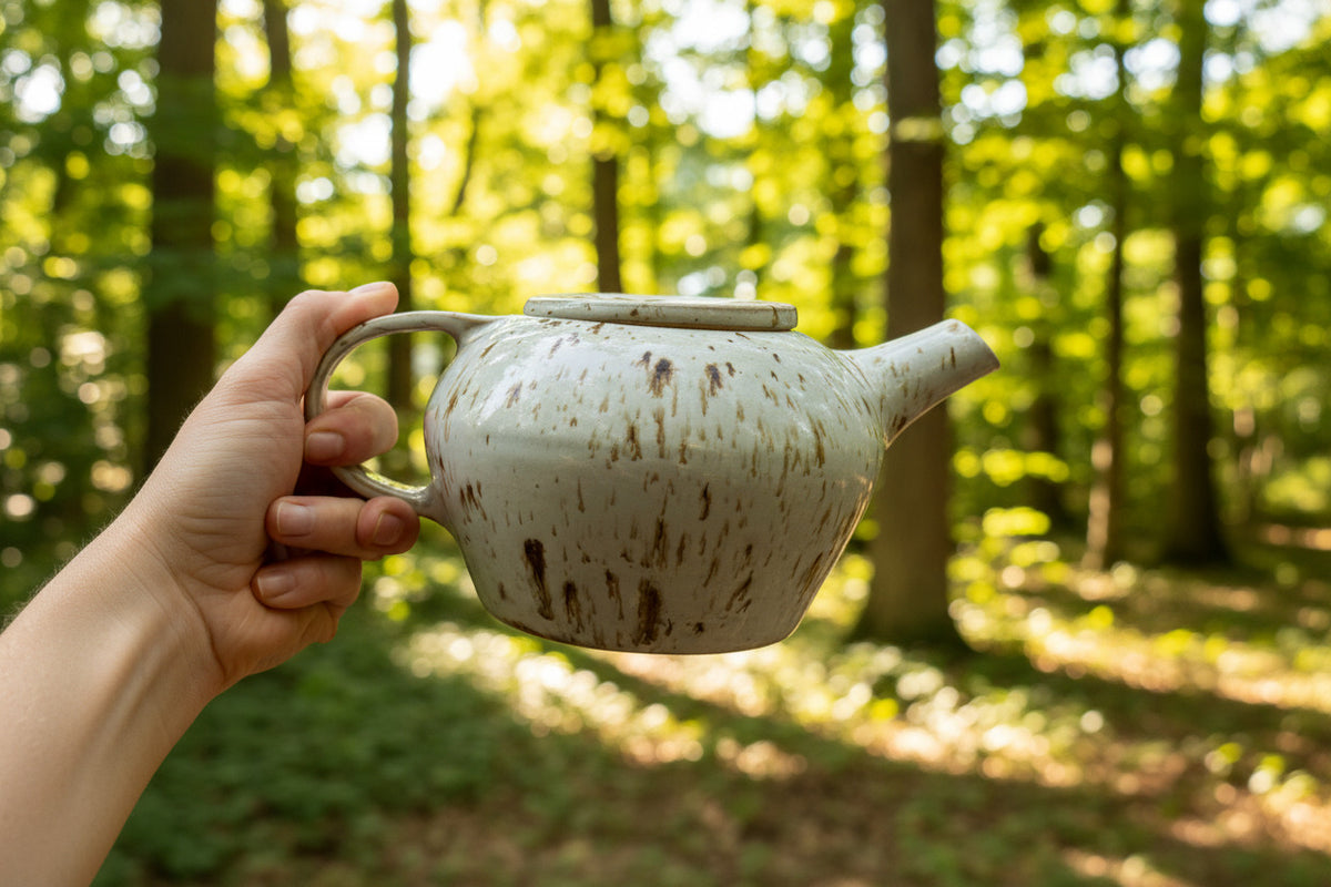 Zestaw ceramiczny dzbanek z dwiema czarkami z nakrapianiem