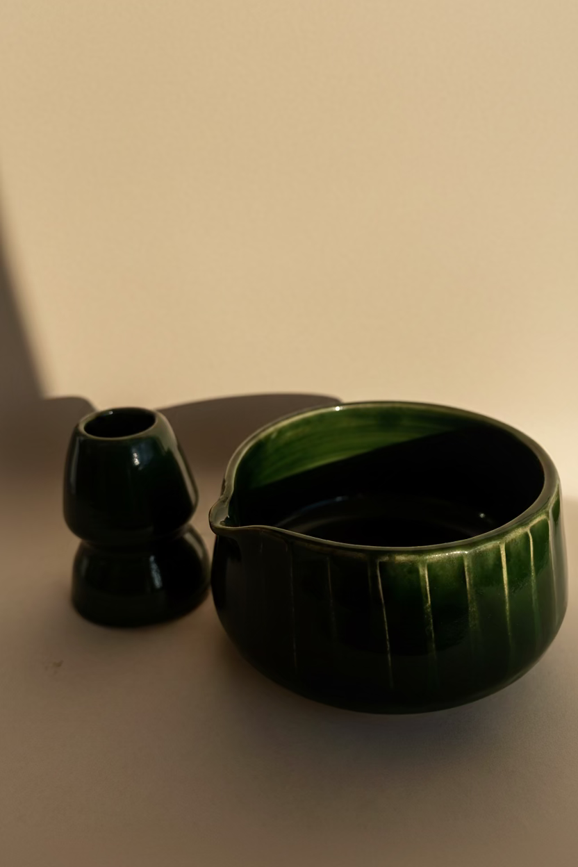 Zestaw green matcha matchawan i kusenaoshi